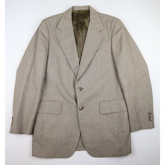 JOHN WEITZ BY PALM BEACH - VINTAGE MEN'S BEIGE BROWN BLAZER SUIT JACKET - 40R - Picture 1 of 7